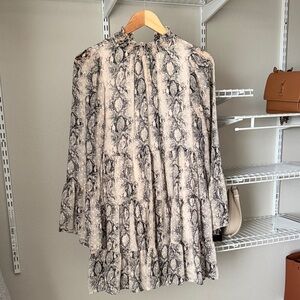 Altar'd State Neutral Snakeskin-Style Ruffled Dress